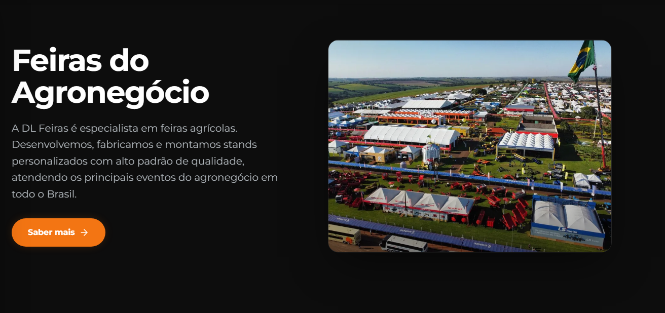 Stand montado pela DL Feiras e Eventos na Expointer em Esteio/RS — detalhe de acabamento e comunicação visual