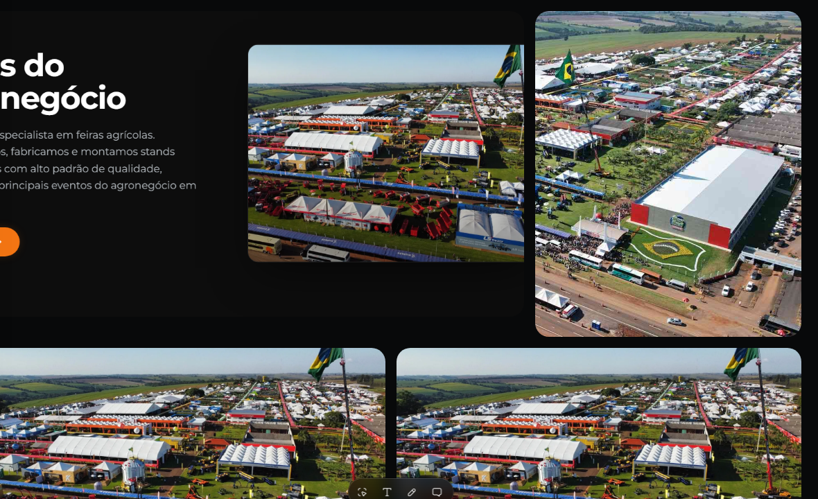 Stand montado pela DL Feiras e Eventos na Agrishow em Ribeirão Preto/SP — estrutura completa montada no pavilhão